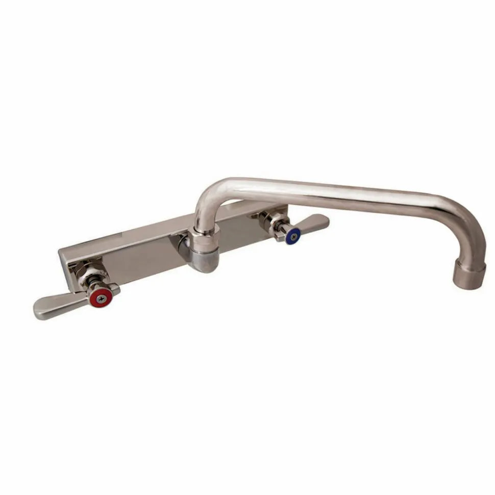 BK Resources Evolution Splash Mount Stainless Steel Faucet, 4.88" Height/10" Reach, Stainless Steel