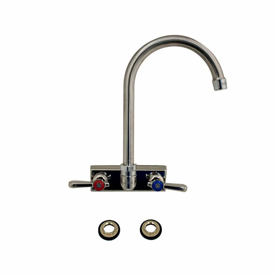 BK Resources Evolution Splash Mount Stainless Steel Faucet, 12.38" Height/8" Reach, Stainless Steel
