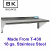 BK Resources Stainless Steel Economy Overshelf, 36w x 16d x 11.5h, Stainless Steel, Silver, 2/Pallet