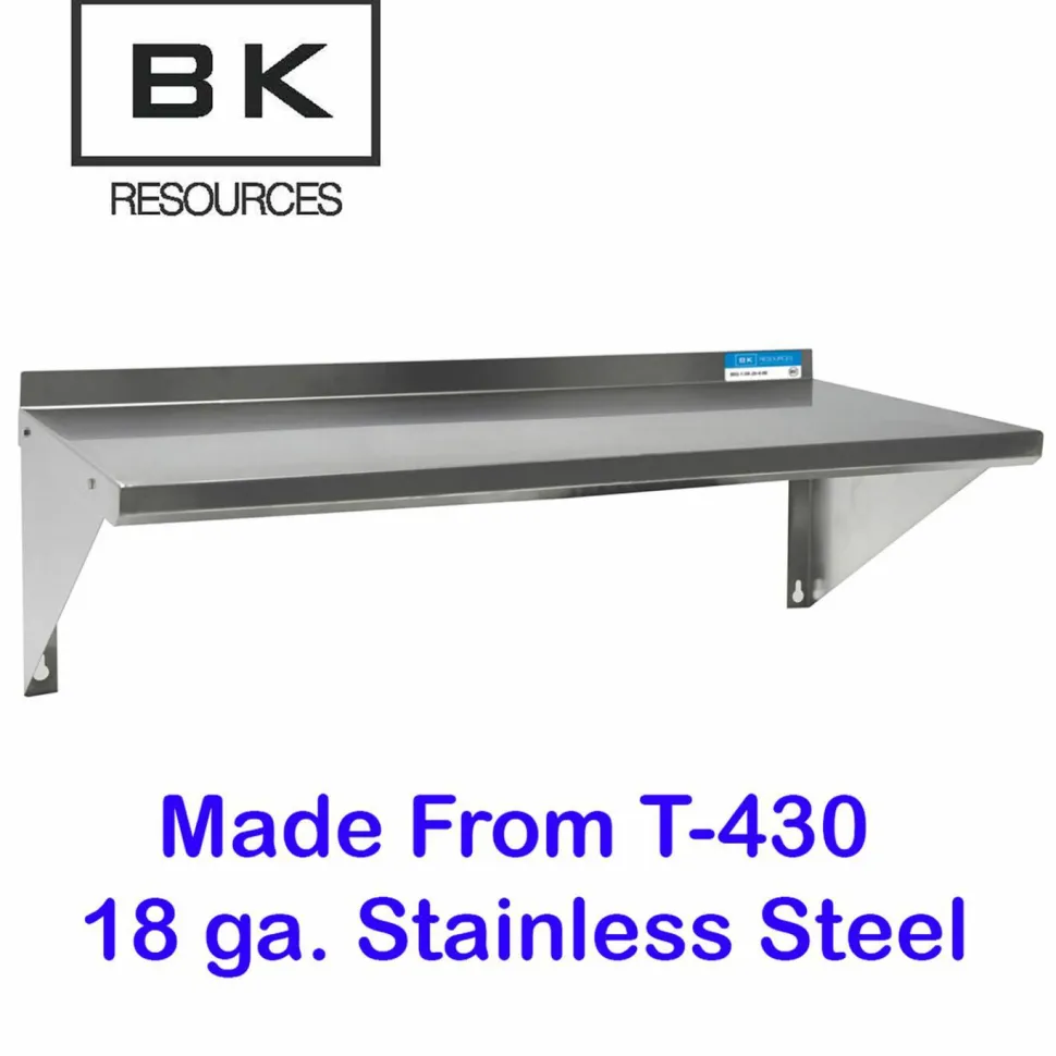 BK Resources Stainless Steel Economy Overshelf, 24w x 12d x 8h, Stainless Steel, Silver, 2/Pallet
