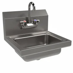 BK Resources Stainless Steel Hand Sink with Faucet, 14" l x 10" w x 5" d