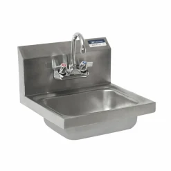 BK Resources Stainless Steel Hand Sink with Faucet, 14" l x 10" w x 5" d