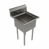 BK Resources Stainless Steel Sink and Faucet Bundle, Sink/Faucet/Faucet Mounting Kit/Drain,18" L x 18" W x 14" D