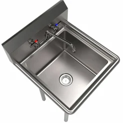 BK Resources Stainless Steel Sink and Faucet Bundle, Sink/Faucet/Faucet Mounting Kit/Drain,18