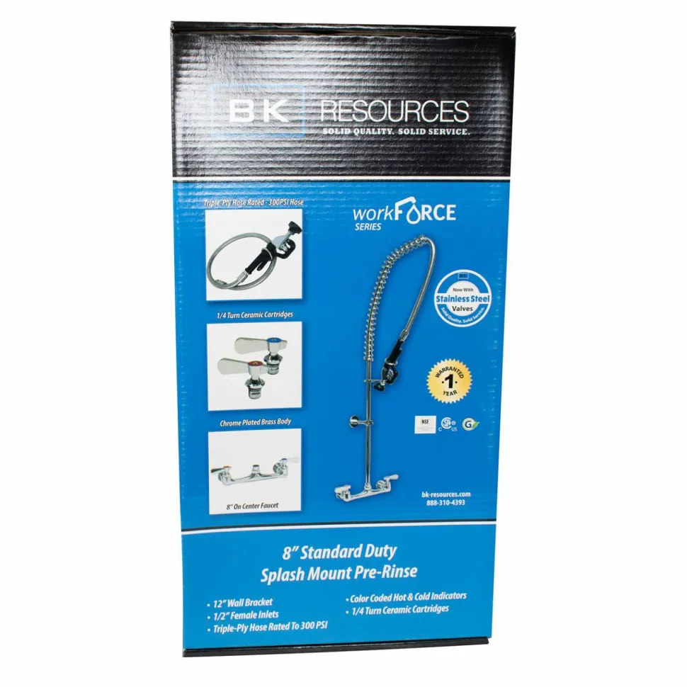 BK Resources WorkForce Prerinse Add-A-Faucet, 8" Height, Chrome