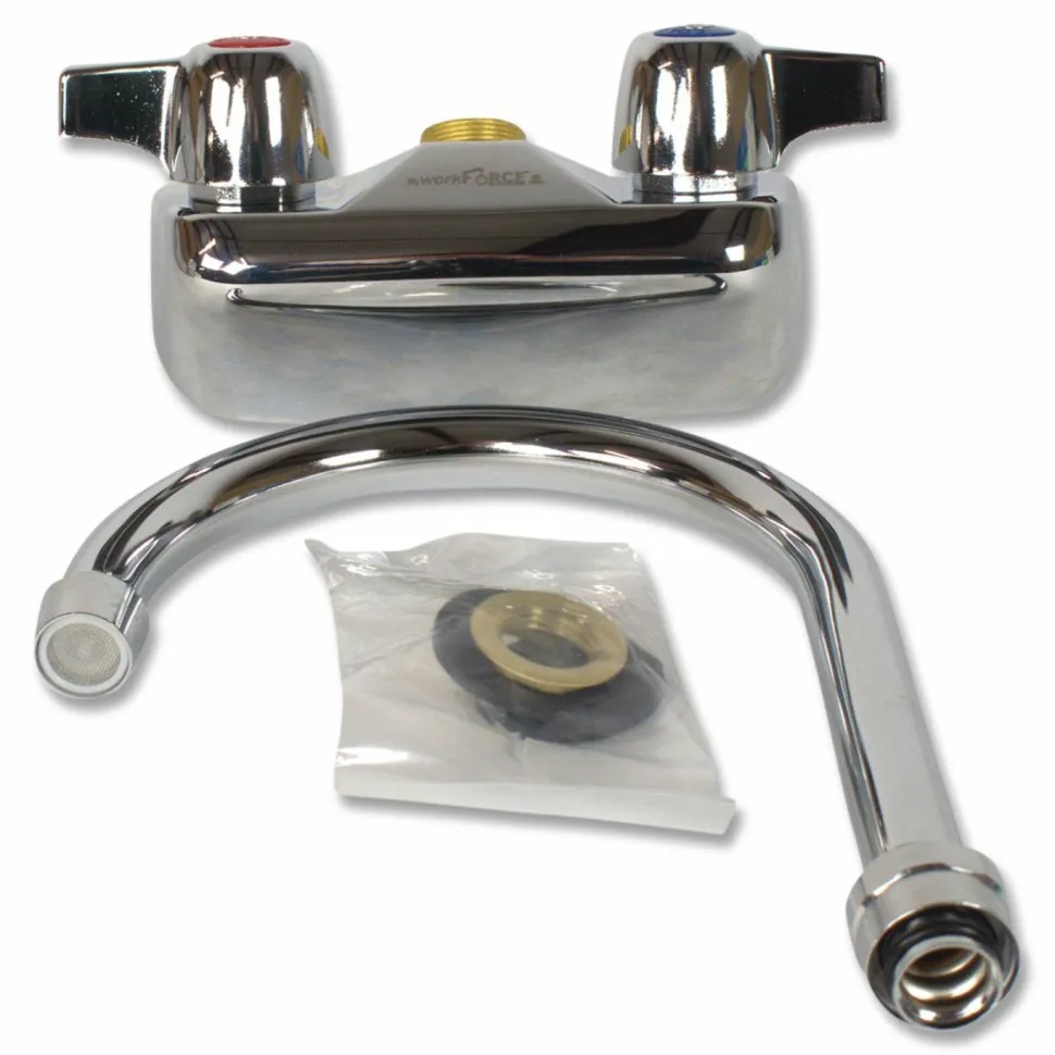 BK Resources WorkForce Standard Duty Faucet, 9.5" Height/5" Reach, Chrome-Plated Brass