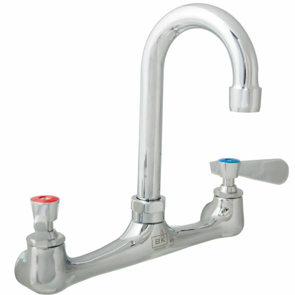 BK Resources WorkForce Standard Duty Faucet, 12.38" Height/8" Reach, Chrome-Plated Brass