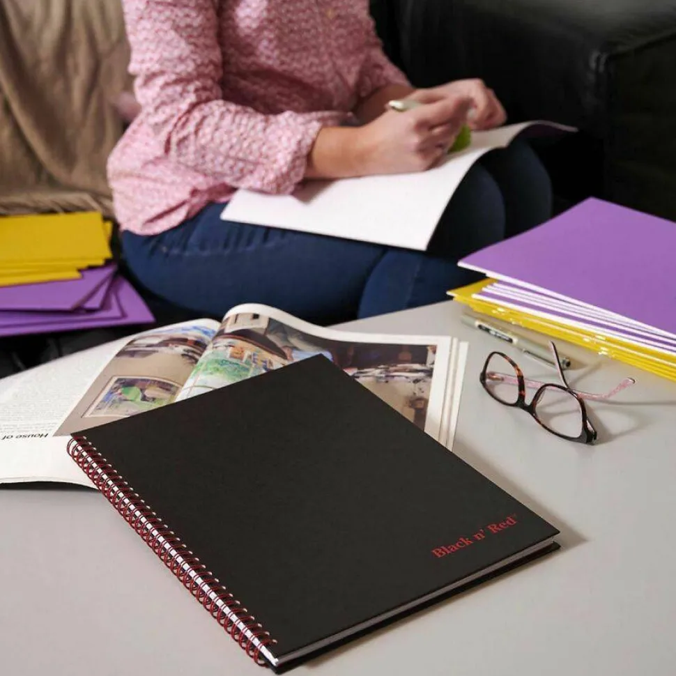 Black n' Red Business Notebook, 8 1/2" x 11", 1 Subject, Legal Ruled, 70 Sheets, Black/Red