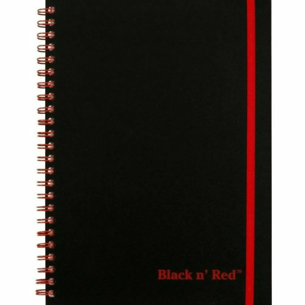 Black n' Red Poly Notebook/Journal, 8 1/4" x 5 7/8", Black/Red, 70 Pages (35 Sheets), (C67009)