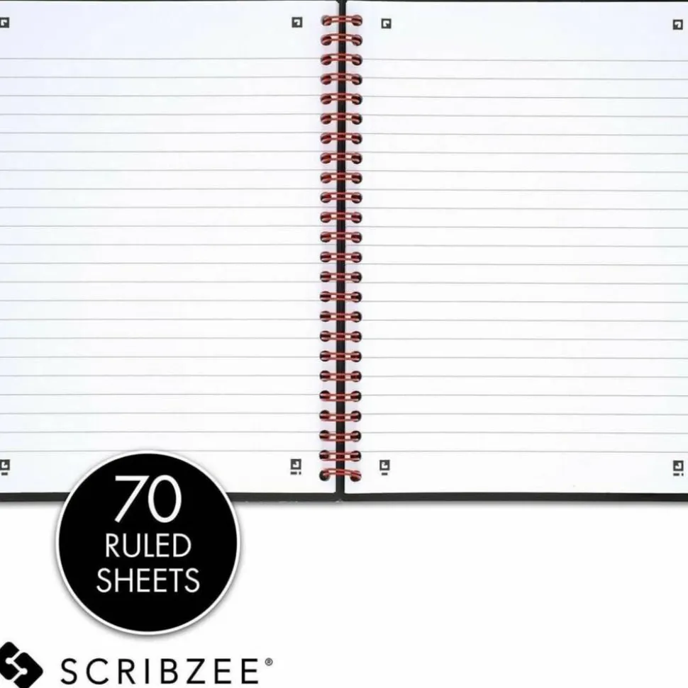 Black n' Red Poly Notebook/Journal, 8 1/4" x 5 7/8", Black/Red, 70 Pages (35 Sheets), (C67009)