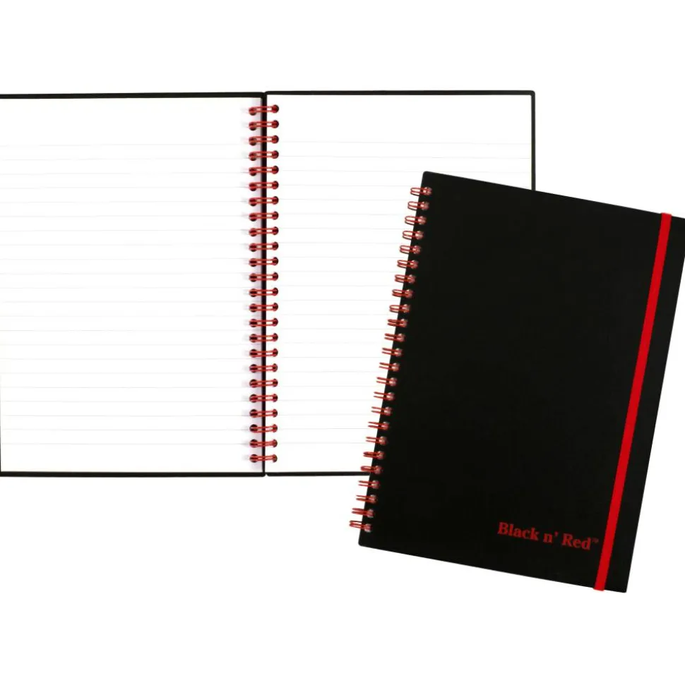 Black n' Red Poly Notebook/Journal, 8 1/4" x 5 7/8", Black/Red, 70 Pages (35 Sheets), (C67009)