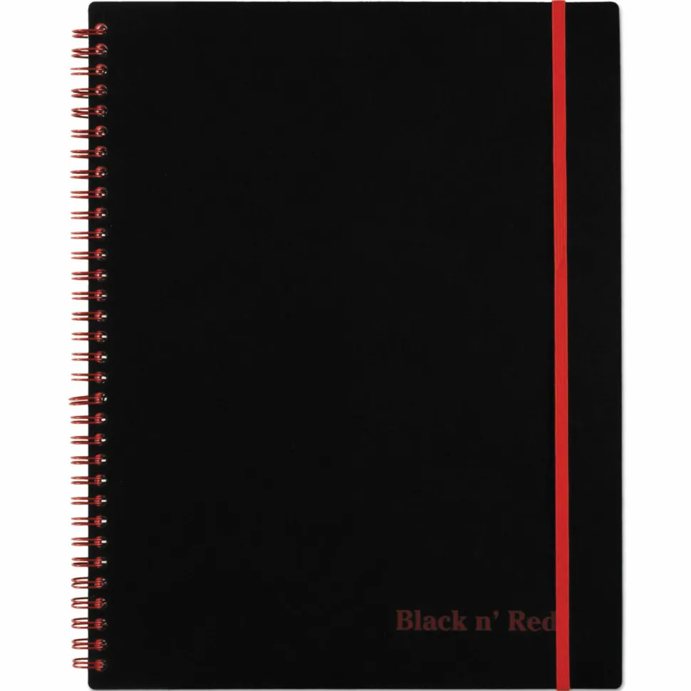 Black n' Red Wirebound Notebook, 8 1/2" x 11", 1 Subject, College Ruled, 70 Sheets, Black/Red