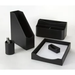 Black Faux Leather Pencil Cup