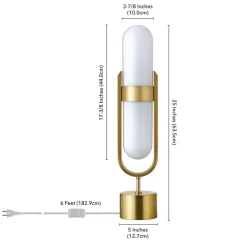 Blair Pill-Shaped Table Lamp with Milk Glass Shade in Brass/White