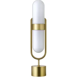 Blair Pill-Shaped Table Lamp with Milk Glass Shade in Brass/White