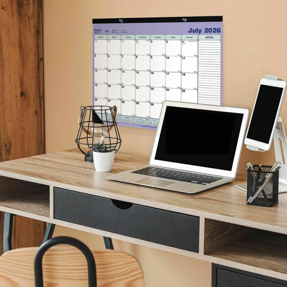 Blueline Academic 13-Month Desk Pad Calendar, 21.25 x 16, White/Blue/Green Sheets, Black Headband, 13-Month: July 2026 to July 2027, 2026 to 2027 Calendar
