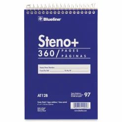 Blueline High-Capacity Steno Pad, Blue Cover, Medium/College Rule, (180) White 6 x 9 Sheets