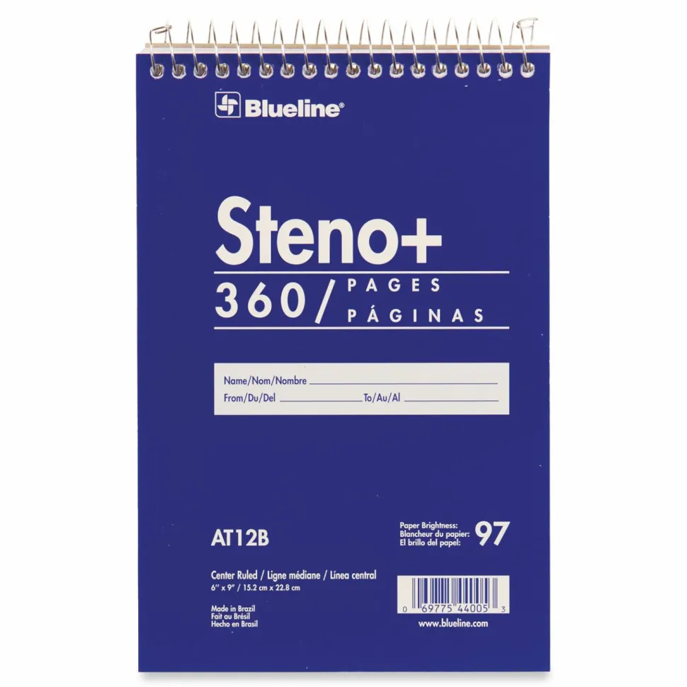 Blueline High-Capacity Steno Pad, Blue Cover, Medium/College Rule, (180) White 6 x 9 Sheets