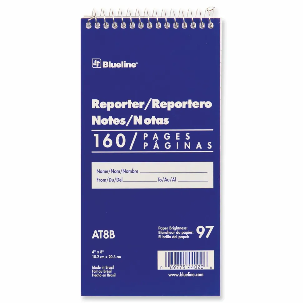 Blueline Reporters Note Pad, Blue Cover, Medium/College Rule, (80) White 4 x 8 Sheets