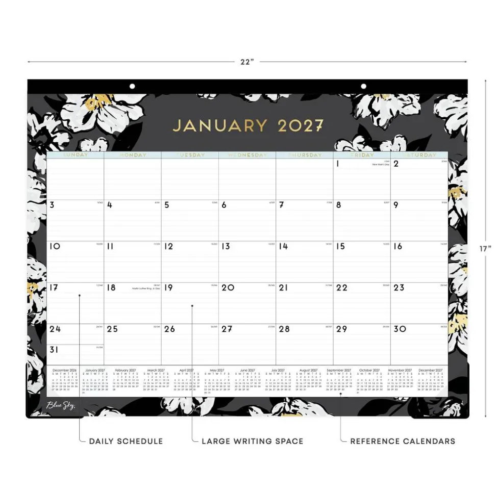 2027 Blue Sky Baccara Dark Monthly Desk Pad Planning Calendar, 22x17, 0%, Baccara Dark, Jan–Dec, RY27