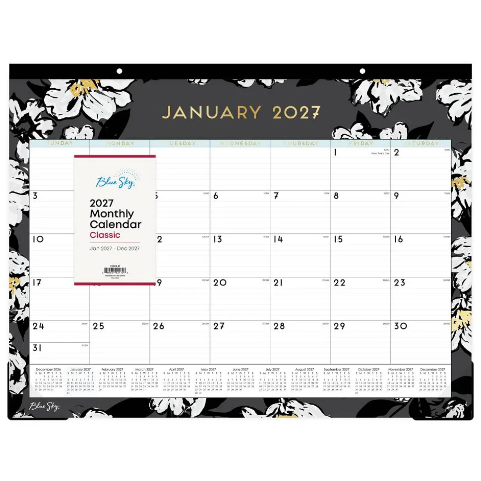 2027 Blue Sky Baccara Dark Monthly Desk Pad Planning Calendar, 22x17, 0%, Baccara Dark, Jan–Dec, RY27