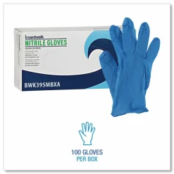 Boardwalk 395 Series Disposable General-Purpose Nitrile Gloves, Powder-Free, Medium, 5 mil Thick, 9.5