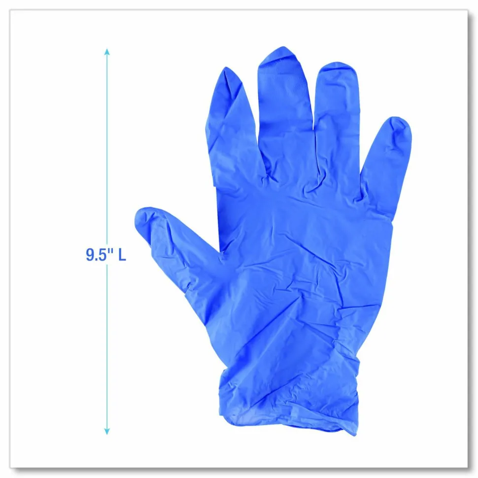 Boardwalk 380 Series Disposable General-Purpose Nitrile Gloves, Powder-Free, Medium, 4 mil Thick, 9.5" Long, Blue, 100/Box, 10 Boxes/CT