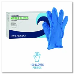Boardwalk 395 Series Disposable General-Purpose Nitrile Gloves, Powder-Free, Small, 5 mil Thick, 9.5