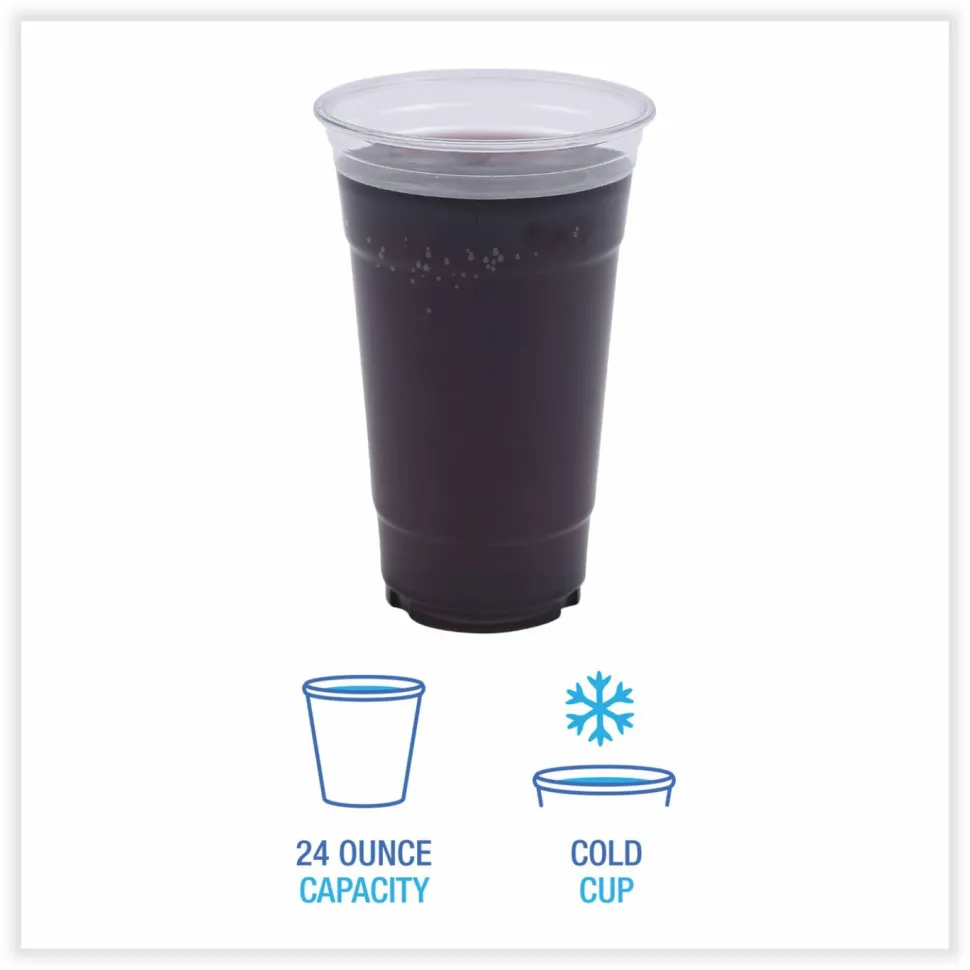 Boardwalk Clear Plastic PET Cups, 24 oz, 50 Cups/Sleeve, 12 Sleeves/Carton