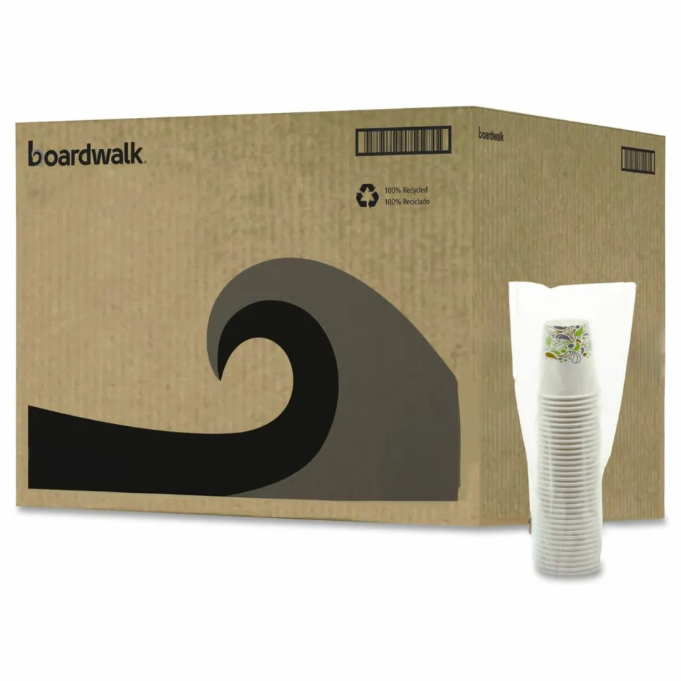 Boardwalk Deerfield Printed Paper Hot Cups, 8 oz, 50/Sleeve, 20 Sleeves/Carton
