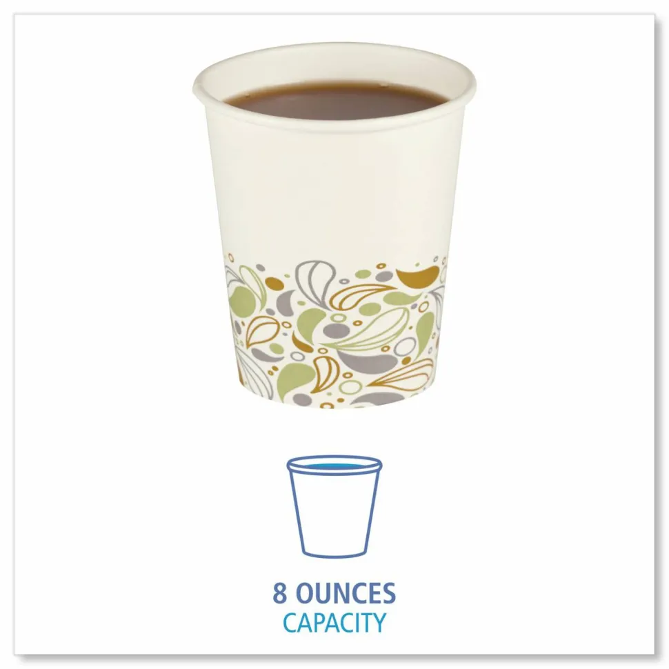 Boardwalk Deerfield Printed Paper Hot Cups, 8 oz, 50/Sleeve, 20 Sleeves/Carton