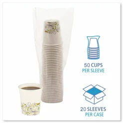 Boardwalk Deerfield Printed Paper Hot Cups, 8 oz, 50/Sleeve, 20 Sleeves/Carton