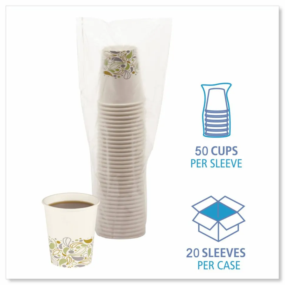 Boardwalk Deerfield Printed Paper Hot Cups, 8 oz, 50/Sleeve, 20 Sleeves/Carton