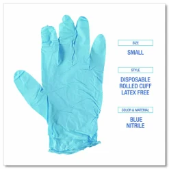 Boardwalk Disposable Examination Nitrile Gloves, Powder-Free, X-Small, 5 mil Thick, 9.5" Long, Blue, 100/Box