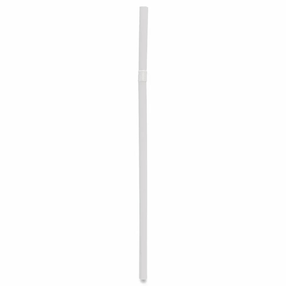 Boardwalk Flexible Wrapped Straws, 7.75", Plastic, White, 500/Pack, 20 Packs/Carton