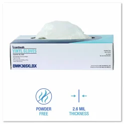 Boardwalk General Purpose Vinyl Gloves, Powder-Free, X-Large, 2.6 mil Thick, 9.5" Long, Clear, 100/Box, 10 Boxes/Carton