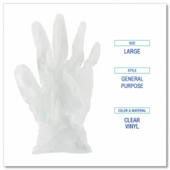 Boardwalk General Purpose Vinyl Gloves, Powder-Free, X-Large, 2.6 mil Thick, 9.5