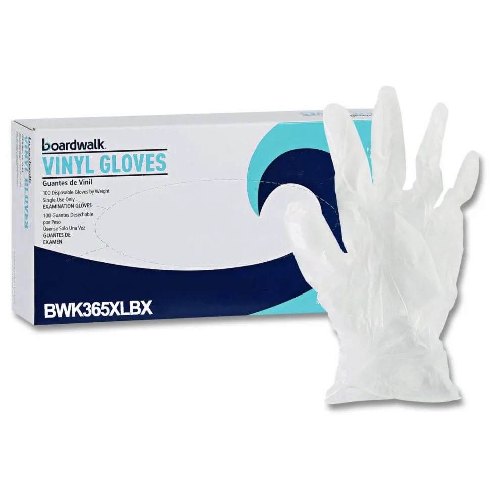 Boardwalk General Purpose Vinyl Gloves, Powder-Free, X-Large, 2.6 mil Thick, 9.5" Long, Clear, 100/Box, 10 Boxes/Carton