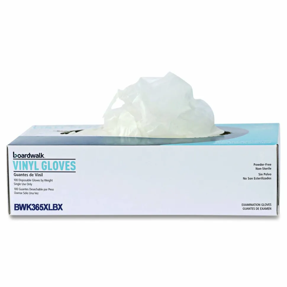 Boardwalk General Purpose Vinyl Gloves, Powder-Free, X-Large, 2.6 mil Thick, 9.5" Long, Clear, 100/Box, 10 Boxes/Carton