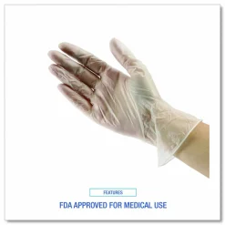 Boardwalk General Purpose Vinyl Gloves, Powder-Free, Large, 2.6 mil Thick, 9.5" Long, Clear, 100/Box, 10 Boxes/Carton