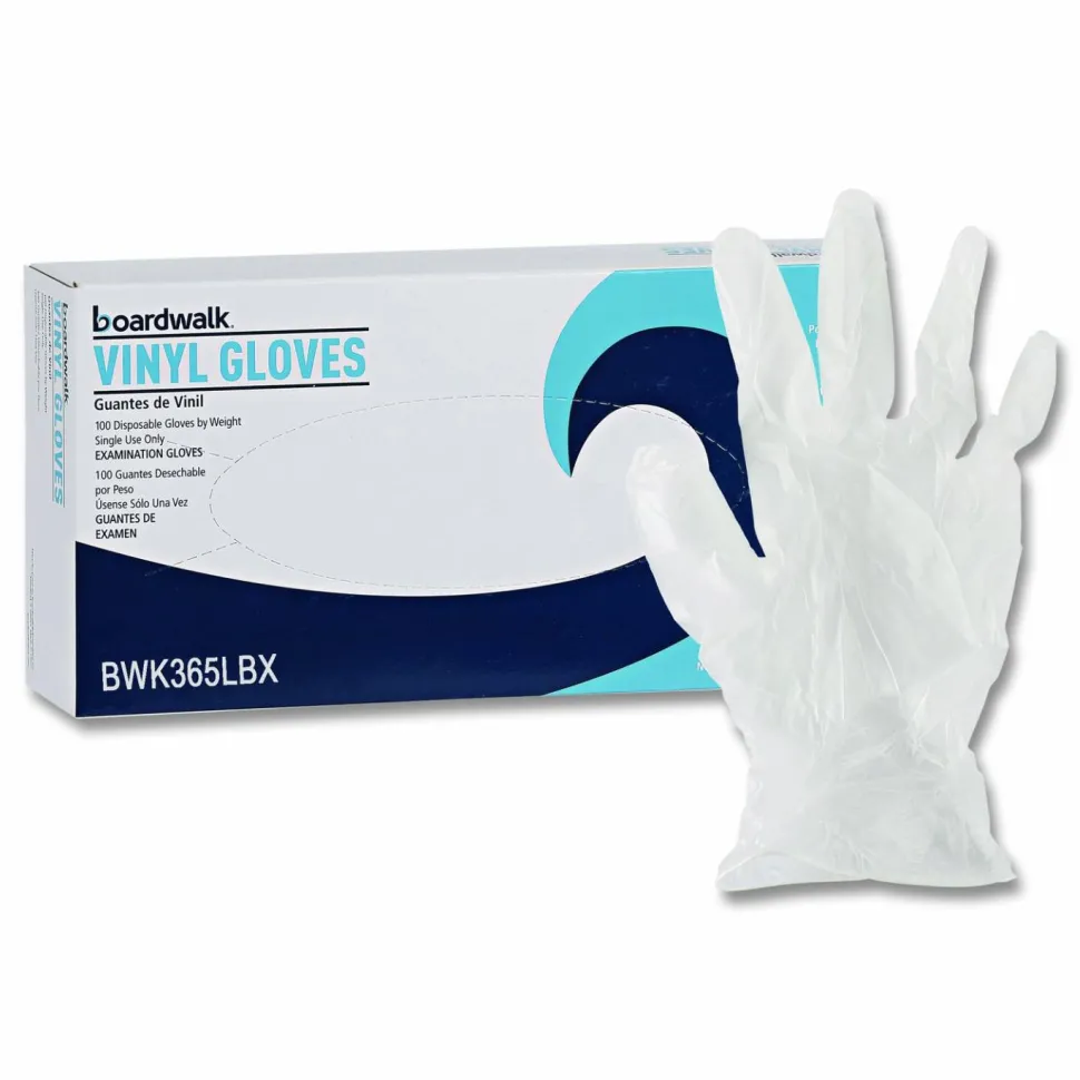 Boardwalk General Purpose Vinyl Gloves, Powder-Free, Large, 2.6 mil Thick, 9.5" Long, Clear, 100/Box, 10 Boxes/Carton