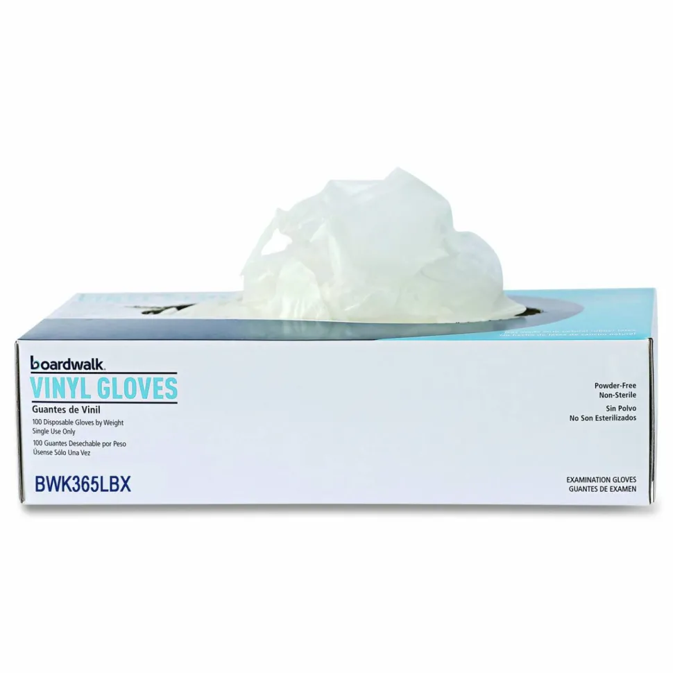 Boardwalk General Purpose Vinyl Gloves, Powder-Free, Large, 2.6 mil Thick, 9.5" Long, Clear, 100/Box, 10 Boxes/Carton