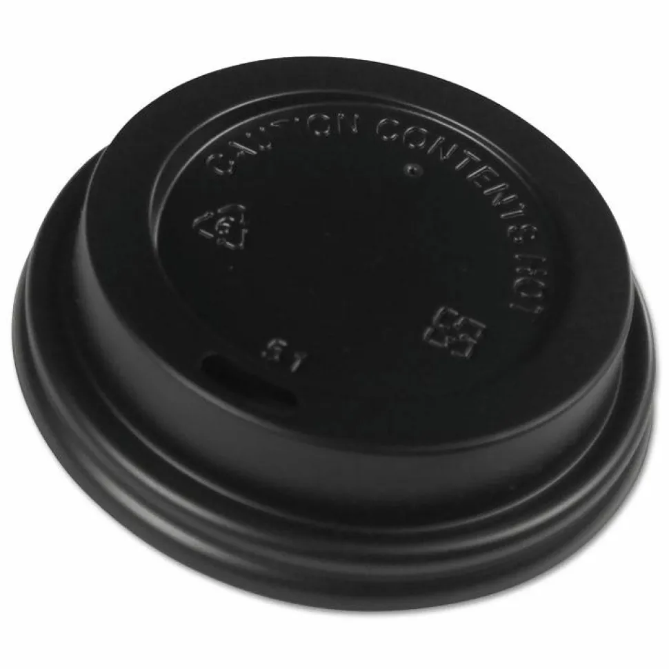 Boardwalk Hot Cup Lids, Fits 8 oz Hot Cup, Plastic, Black, 1,000/Carton