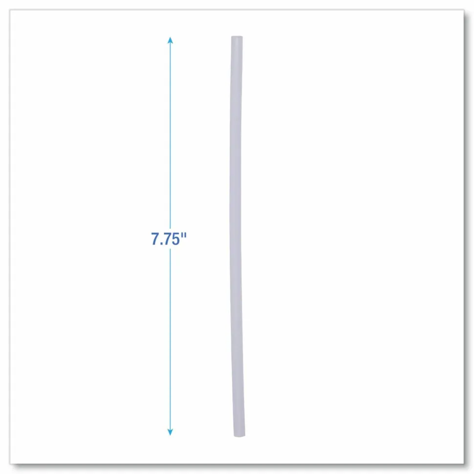 Boardwalk Jumbo Straws, Unwrapped, 7.75", Plastic, Translucent, 250/Pack, 50 Packs/Carton