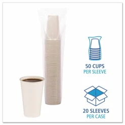 Boardwalk Paper Hot Cups, 16 oz, White, 50/Sleeve, 20 Sleeves/Carton