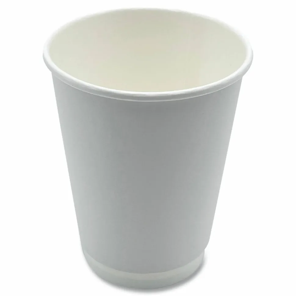 Boardwalk Paper Hot Cups, Double-Walled, 12 oz, White, 500/Carton
