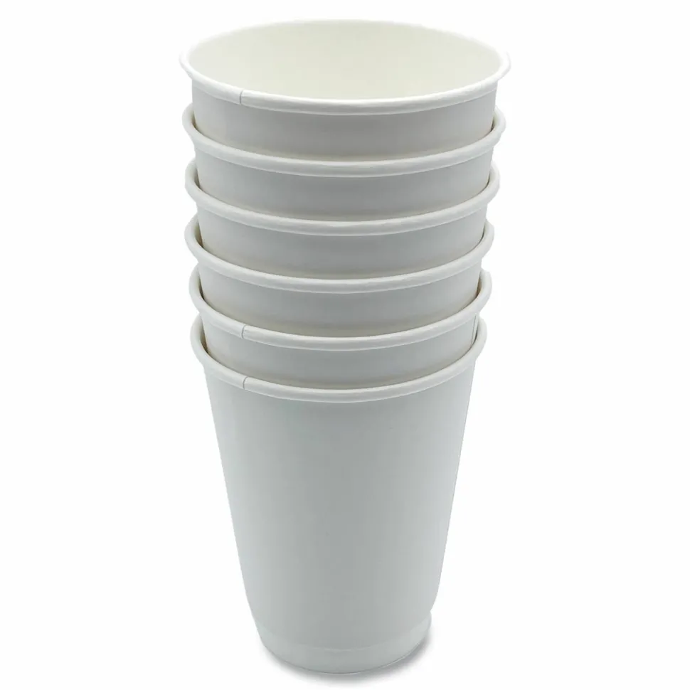 Boardwalk Paper Hot Cups, Double-Walled, 12 oz, White, 500/Carton