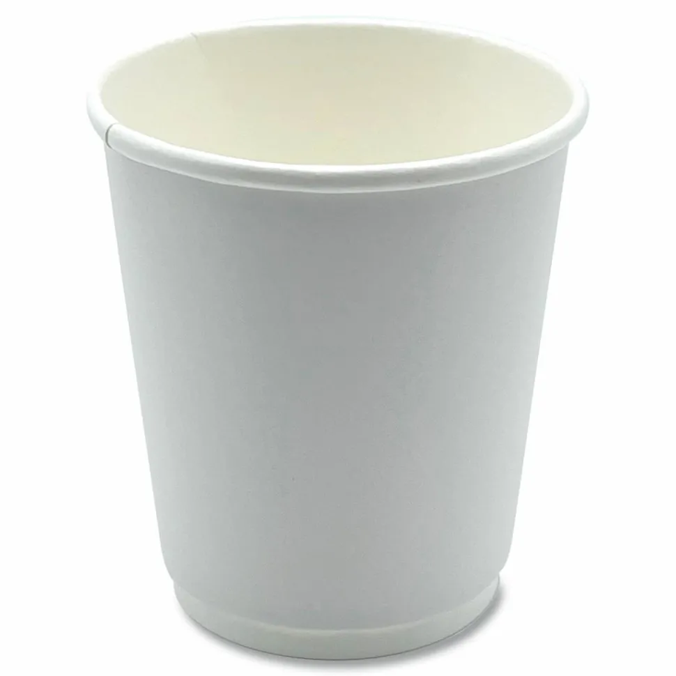 Boardwalk Paper Hot Cups, Double-Walled, 8 oz, White, 500/Carton