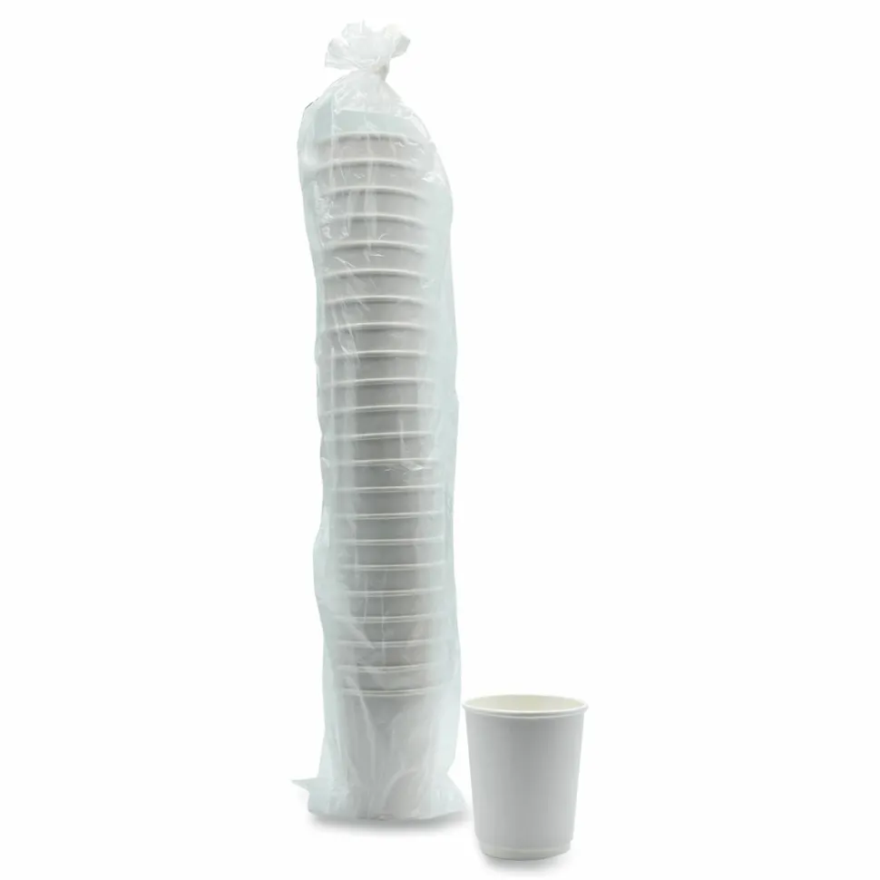 Boardwalk Paper Hot Cups, Double-Walled, 8 oz, White, 500/Carton