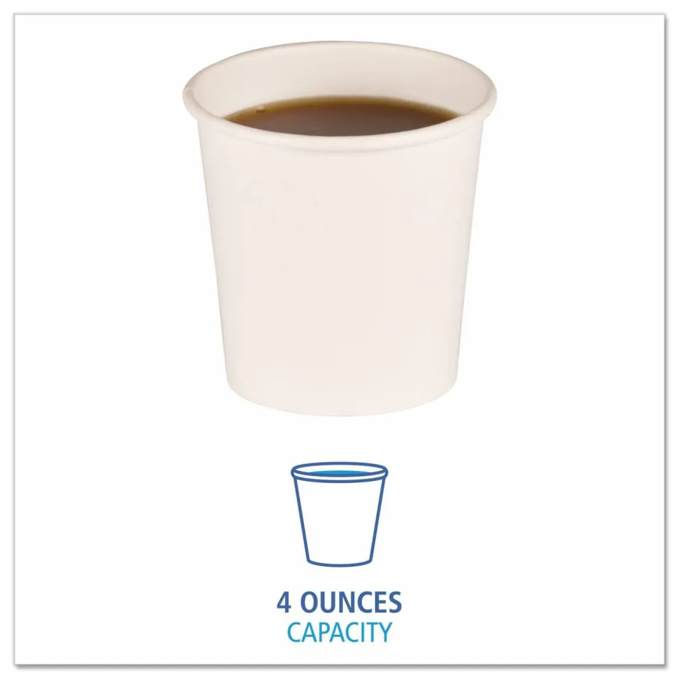 Boardwalk Paper Hot Cups, 4 oz, White, 50/Sleeve, 20 Sleeves/Carton